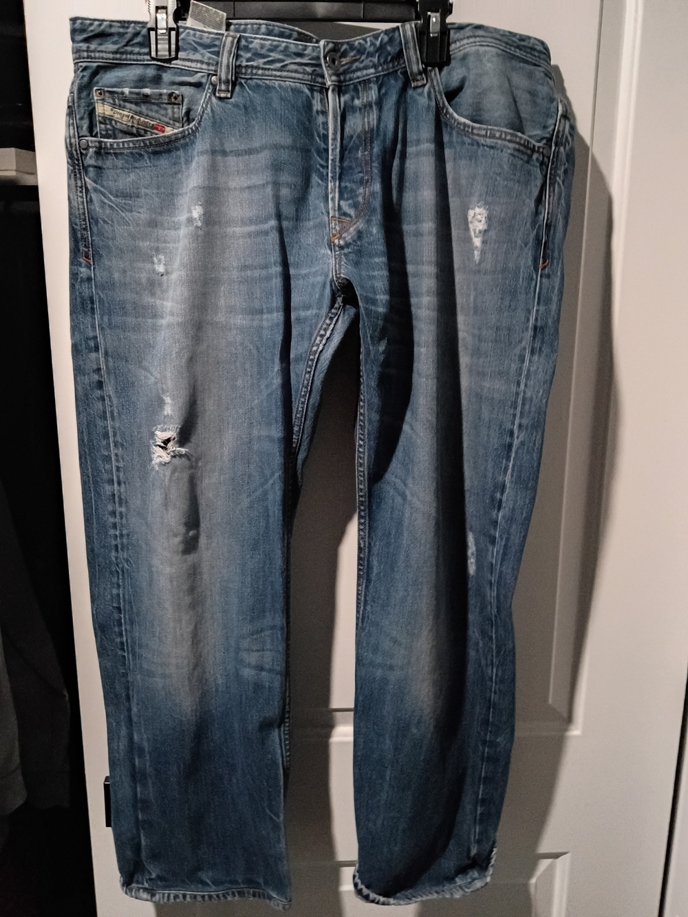 Men's Diesel Distressed Blue Denim Jeans - Classic Casual Fit 38x32
